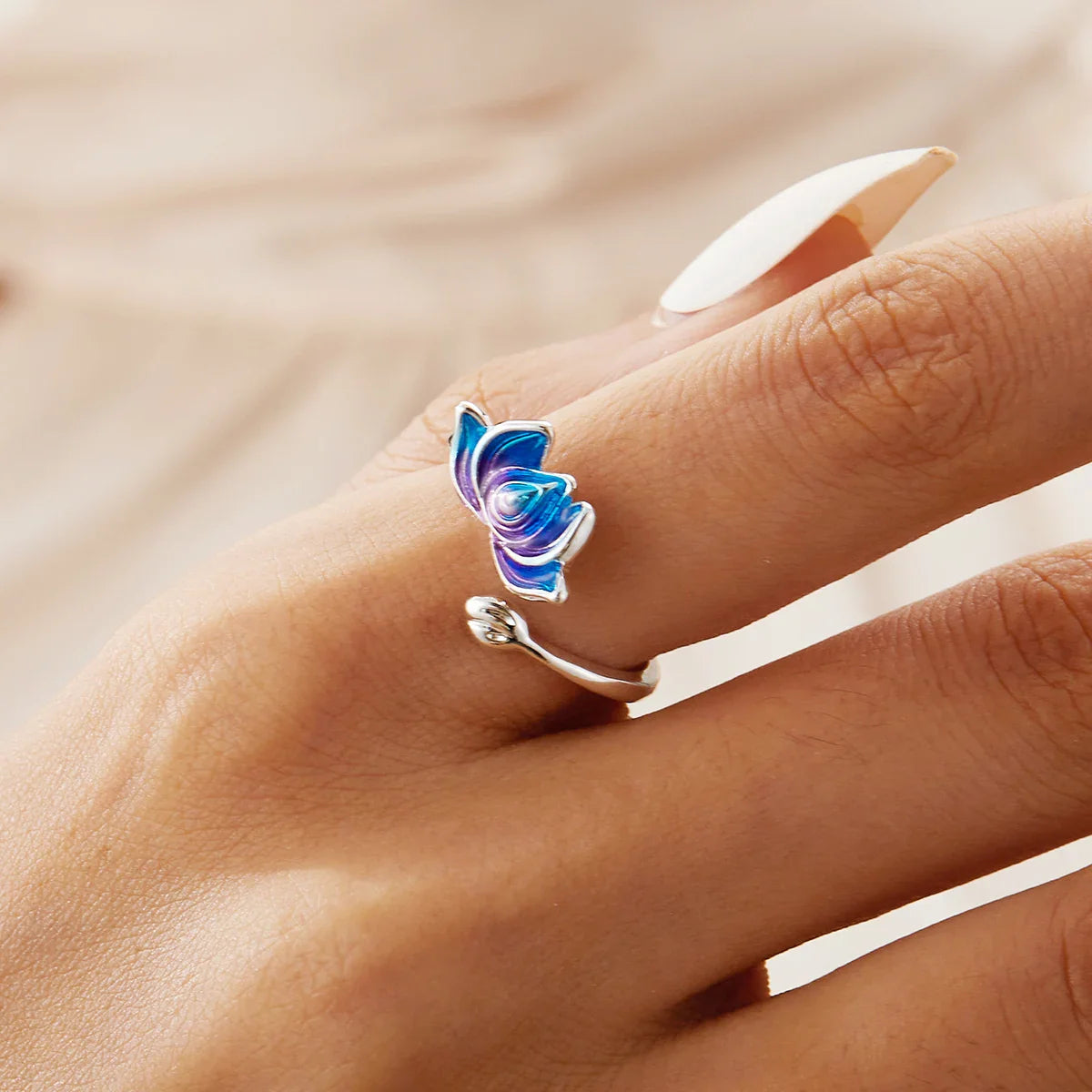 Pierścionek Kwiat Lotosu Srebrny