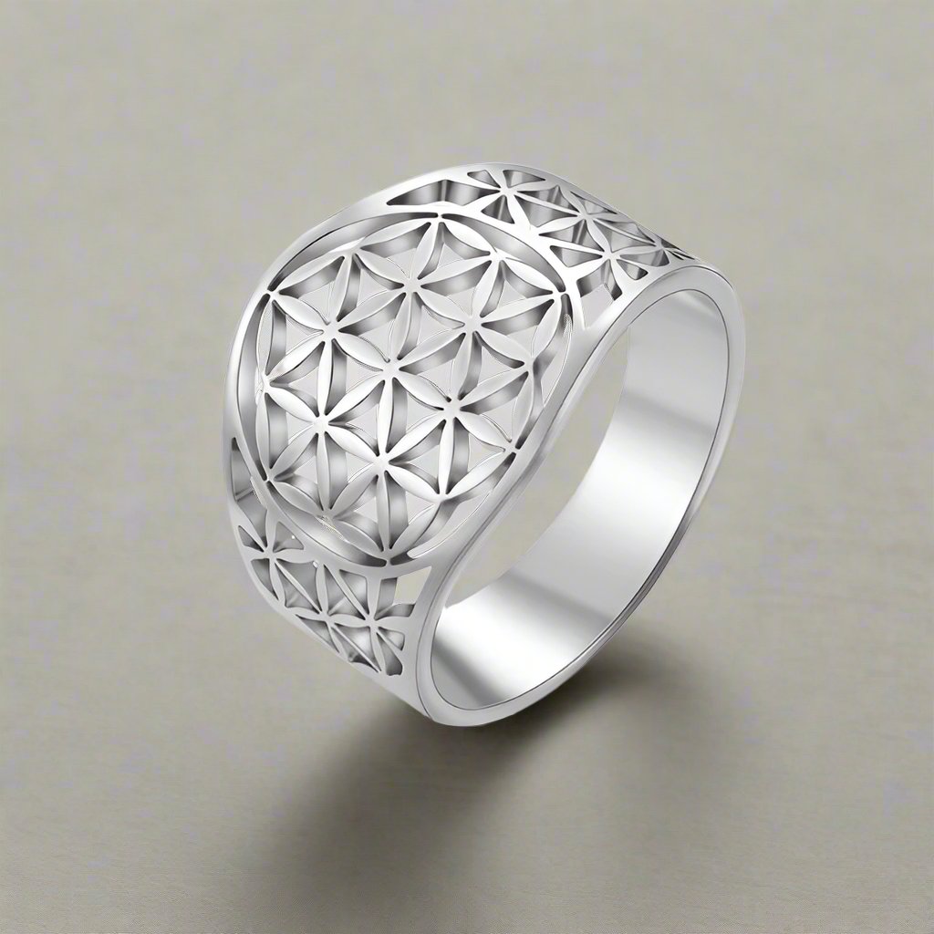 Bague Fleur de Vie Anneau Femme  Argent