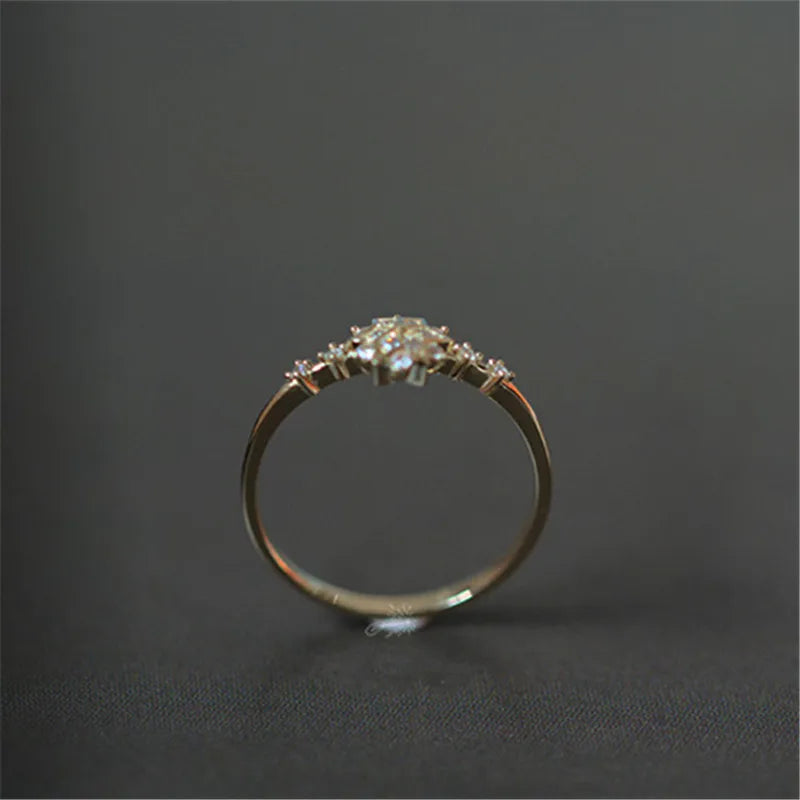 Pierścionek Śnieżynka Damska Zima Złoto