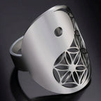 Pierścionek Geometryczny Yin Yang srebrny