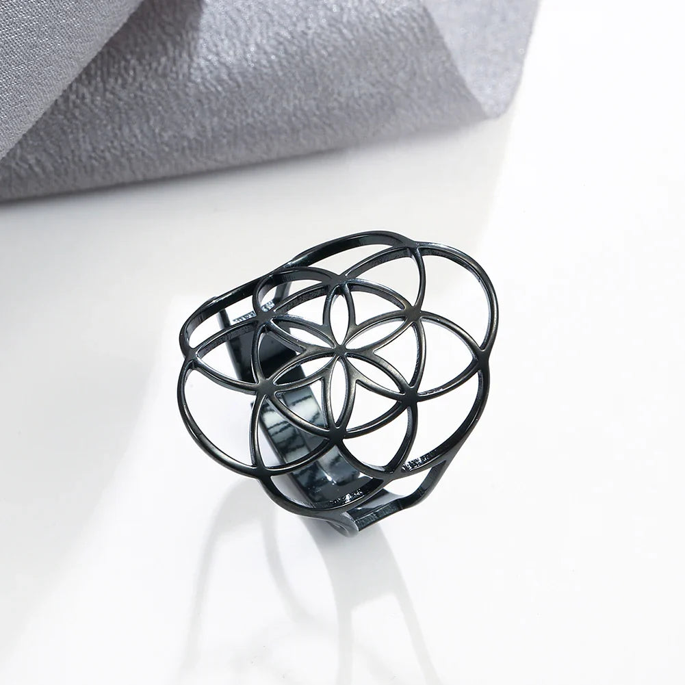 Pierścionek Nasiono Życia dla Kobiet Czarny pierścionek