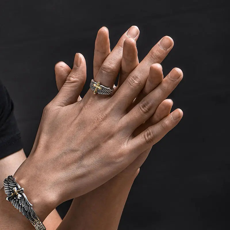 Pierścień męski krzyż, pierścień chrześcijański