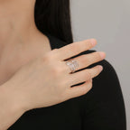 Pierścionek z kwiatami lotosu srebrny