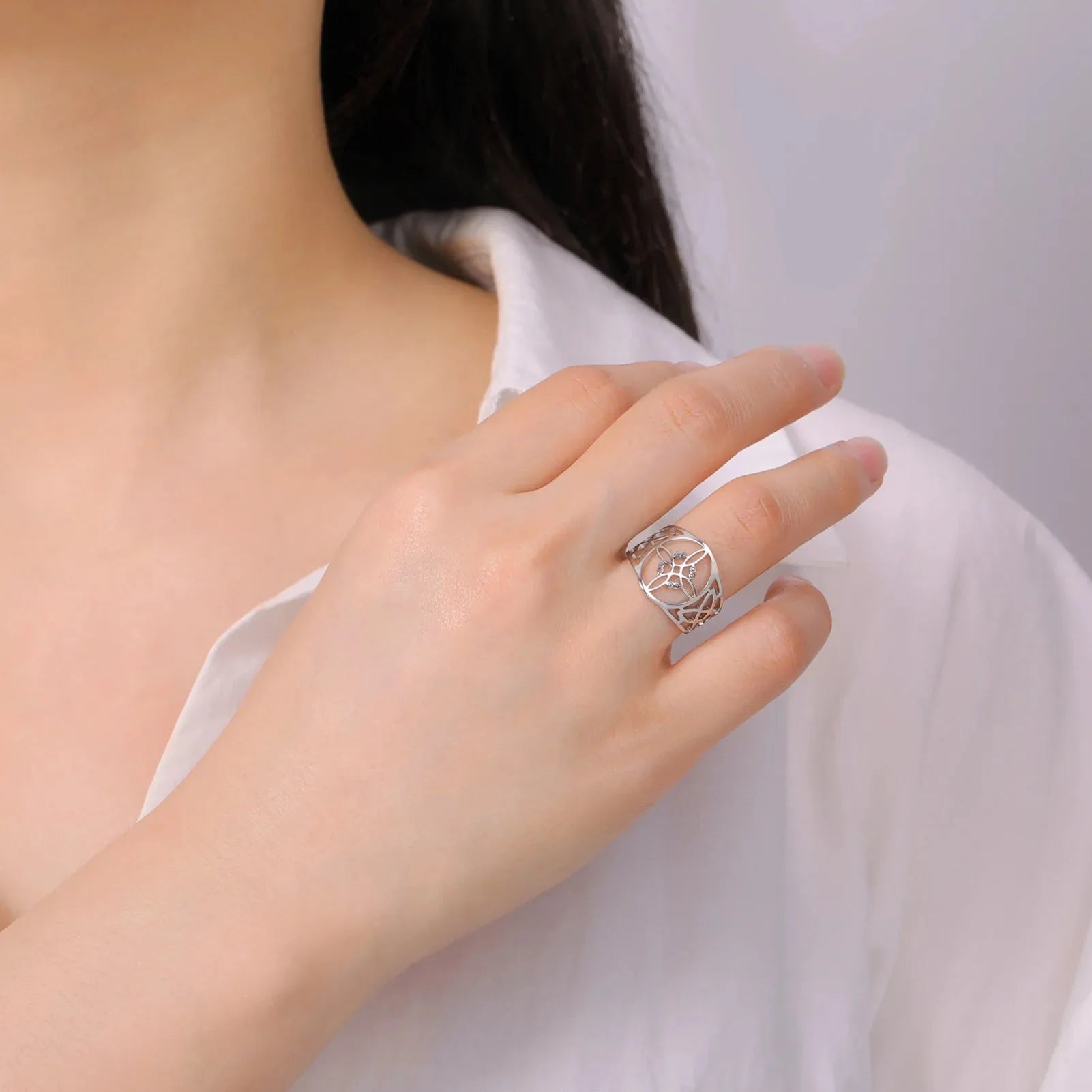 Pierścionek Węzeł Czarownicy Kobieta Ochrona Pierścień Wicca srebrny