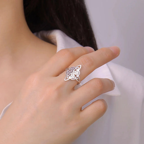 Heksens Knude Beskyttelsesring Kvinde Wiccan sølv