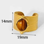 Pierścionek z Okiem Tygrysa dla Kobiet Złoty