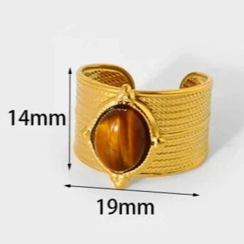 Pierścionek z Okiem Tygrysa dla Kobiet Złoty