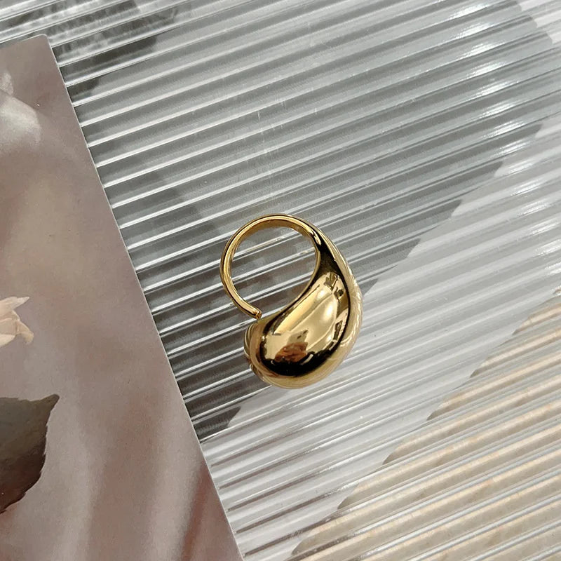 Pierścionek oryginalny pierścień duża kropla wody złoty