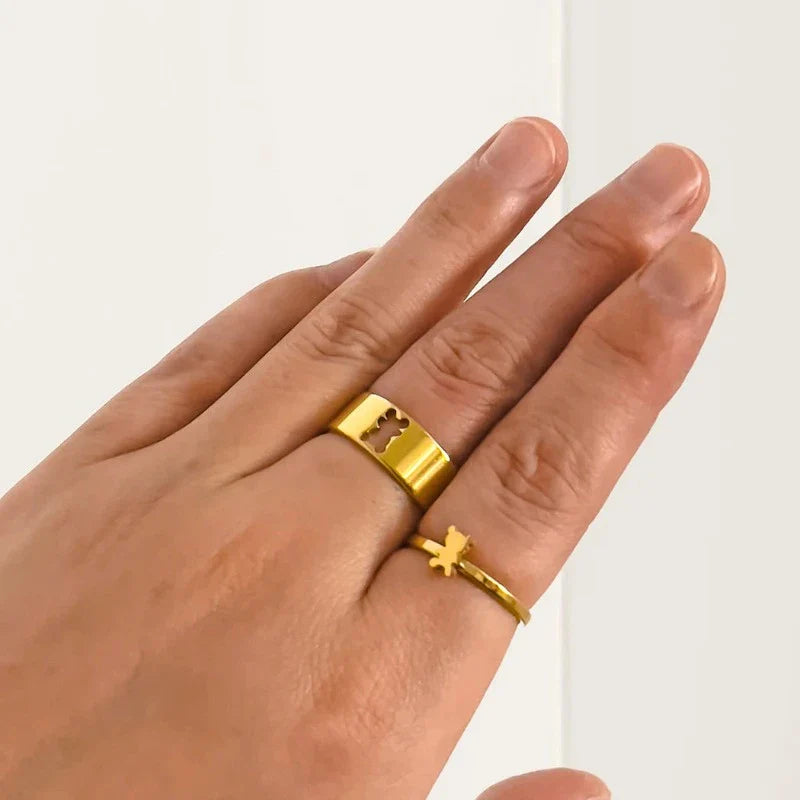 Pierścionek Niedźwiedź 2 części Złoto