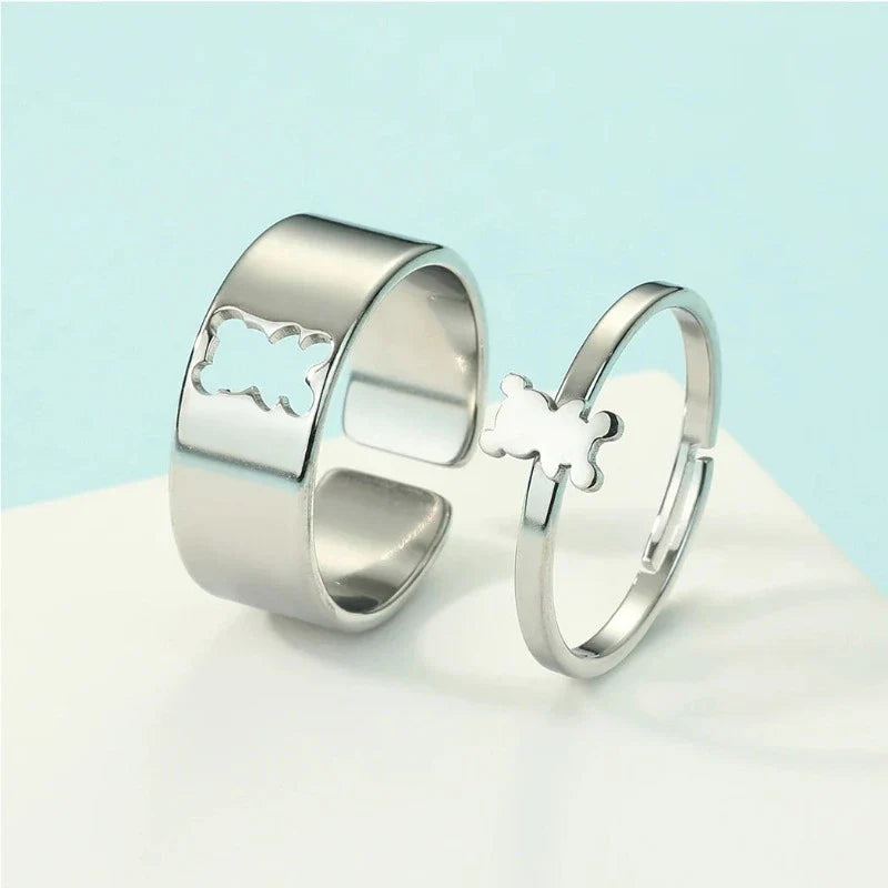 Pierścionek Niedźwiedź 2 części Srebro