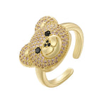 Pierścionek Niedźwiedź Kamień Złoto I Różowy