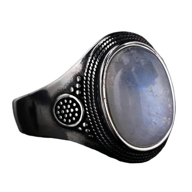 Pierścień owalny z kamieniem księżycowym dla kobiet