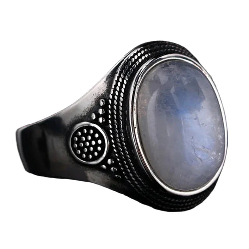 Ovalt Ring Måne Sten Kvinde