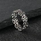 Pierścień Pentacle Czarownictwo Kobieta Pierścień Wicca srebrny