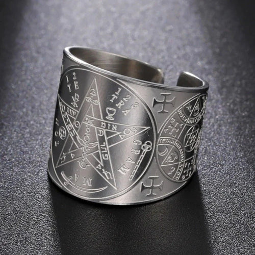 Pentagram Tetragram Ring Witchcraft Trolddom