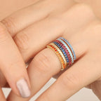 Pierścionek z kamieniem urodzinowym ze złota i srebra dla kobiet 