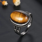 Pierścionek z kamieniem oko tygrysa dla kobiet