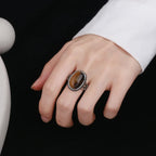 Pierścionek z kamieniem oko tygrysa dla kobiet