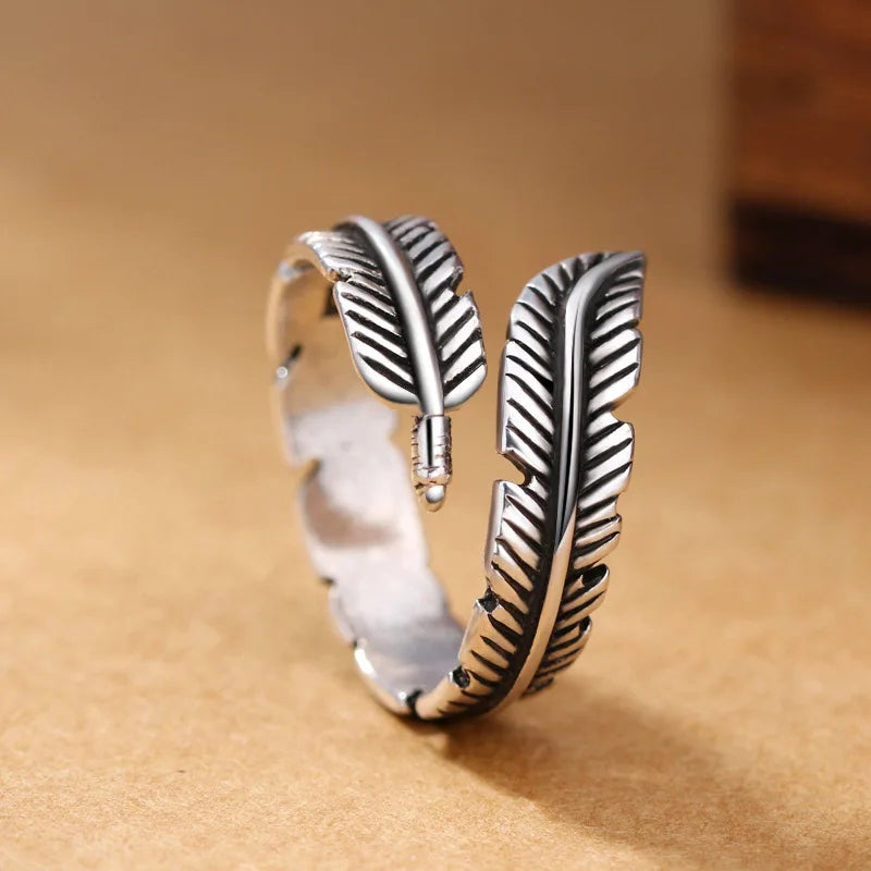 Bague Plume Argentée pour Femme