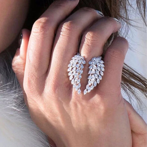Bague Plume en Zircon argent