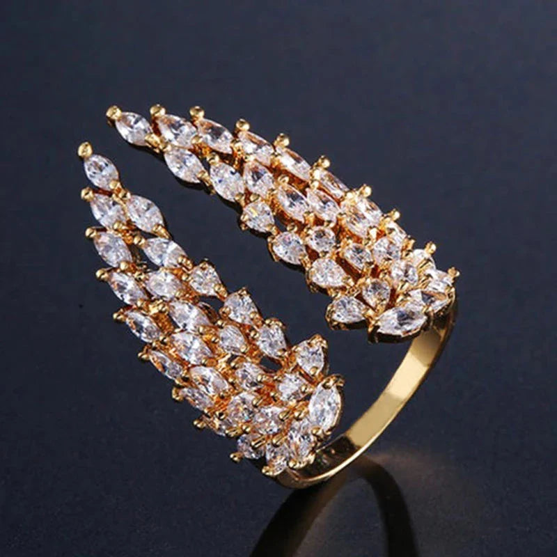 Bague Plume en Zircon or