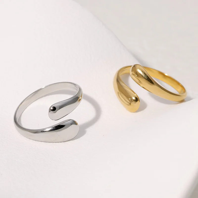 Pierścionek Retro Kropla Wody złoty