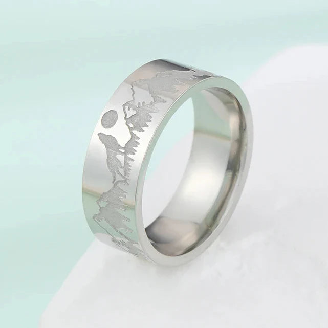 Pierścionek Retro Góry Lew i Słońce srebrny