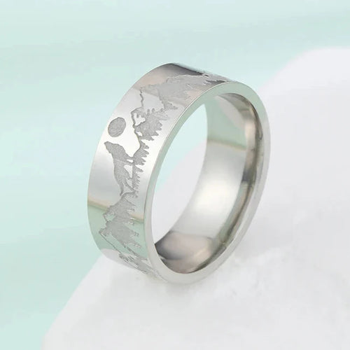 Bague Rétro Montagnes Lion et Soleil argent