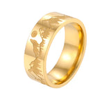 Pierścionek Retro Góry Lew i Słońce złoty