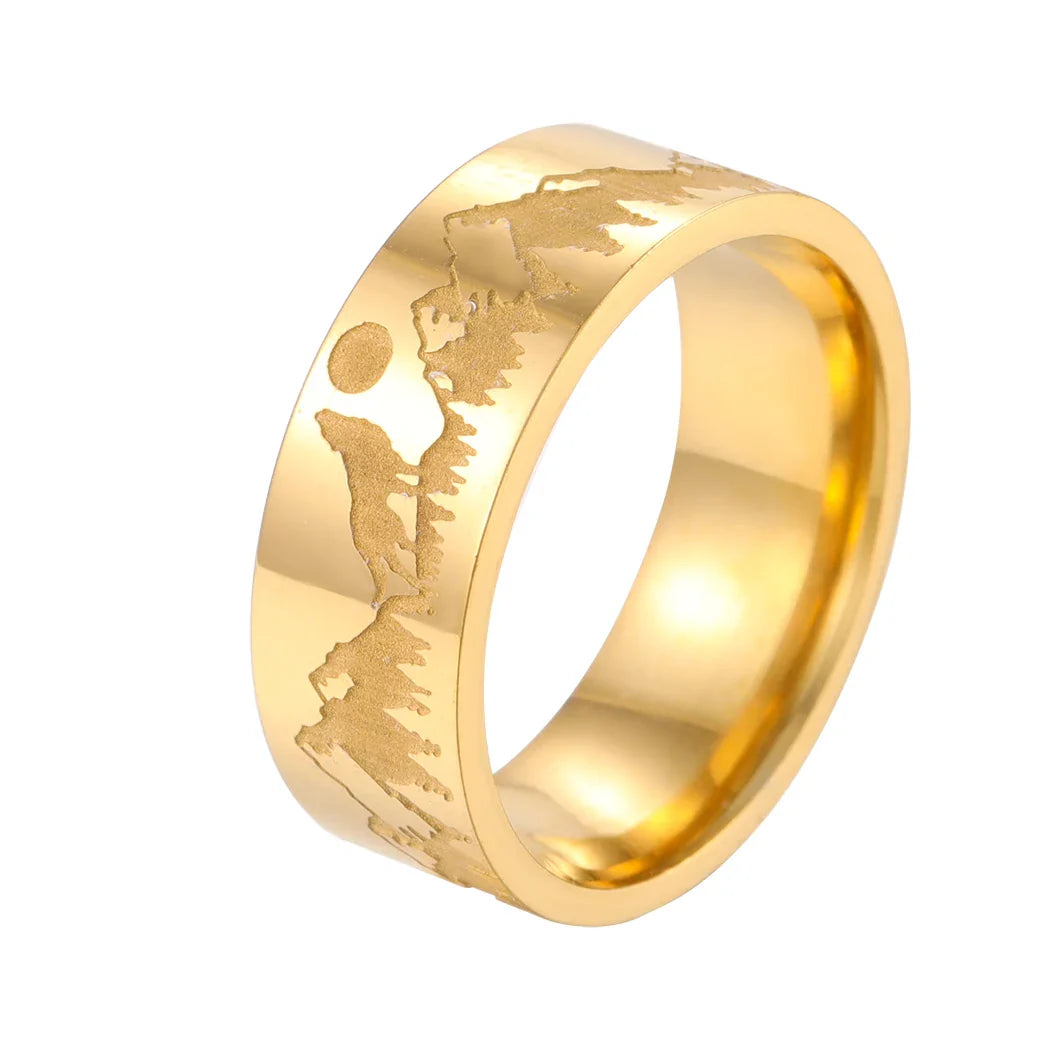 Pierścionek Retro Góry Lew i Słońce złoty
