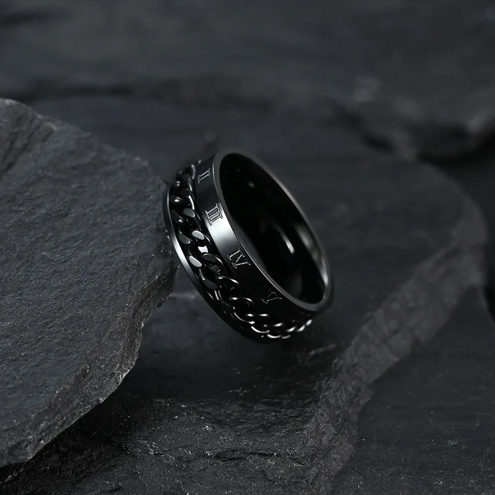 Bague Rotative Anti-Stress pour Homme noir