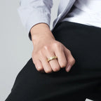 Pierścień obrotowy z półksiężycami dla mężczyzn złoto