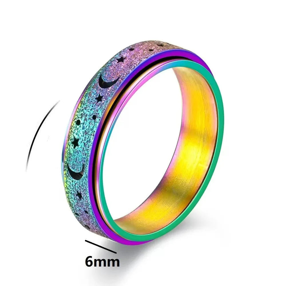 Pierścień obrotowy z półksiężycami dla mężczyzn niebieski