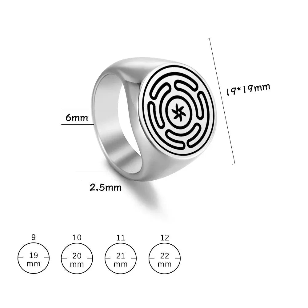 Pierścionek Koło Hekate Strophalos Czarostwo Wicca srebro