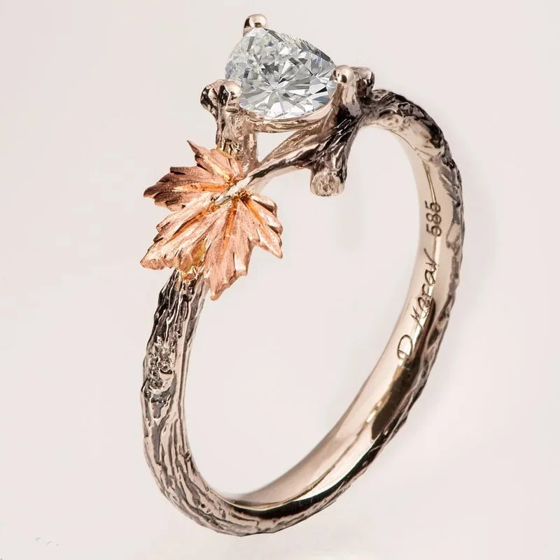 Vintage prsten s podzimním listem