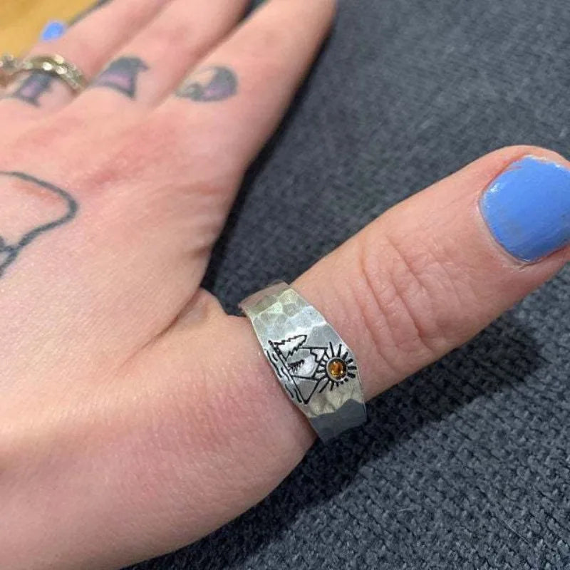 Pierścionek Vintage Góry i Słońce