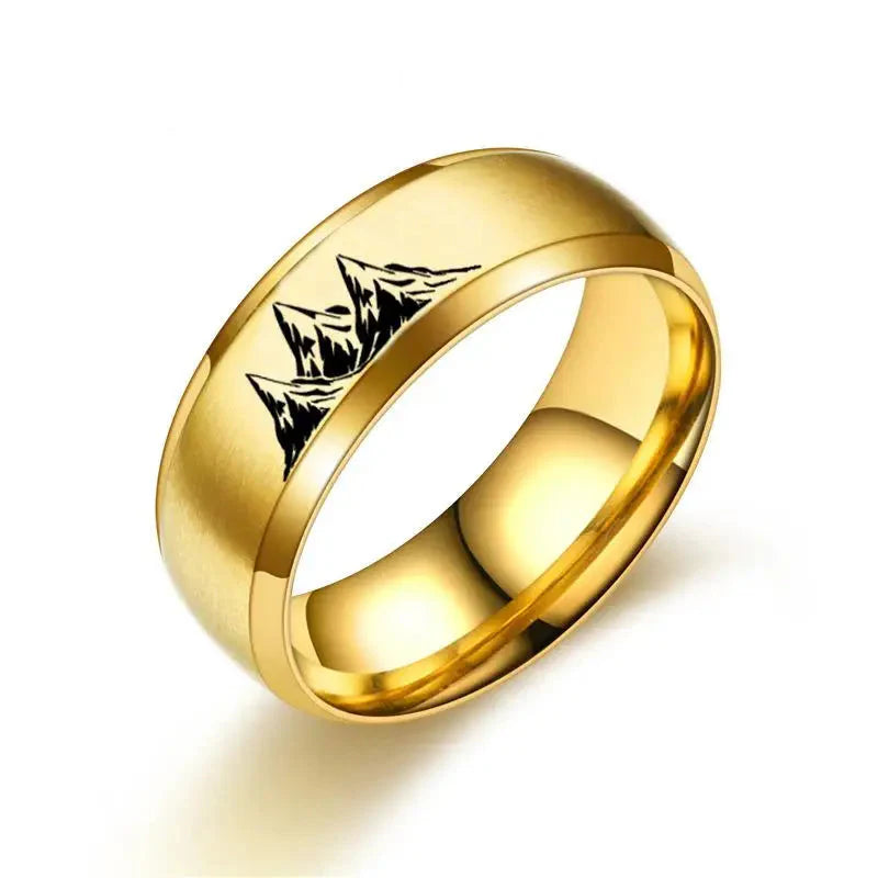 Kolorowe pierścionki ze złotymi górami