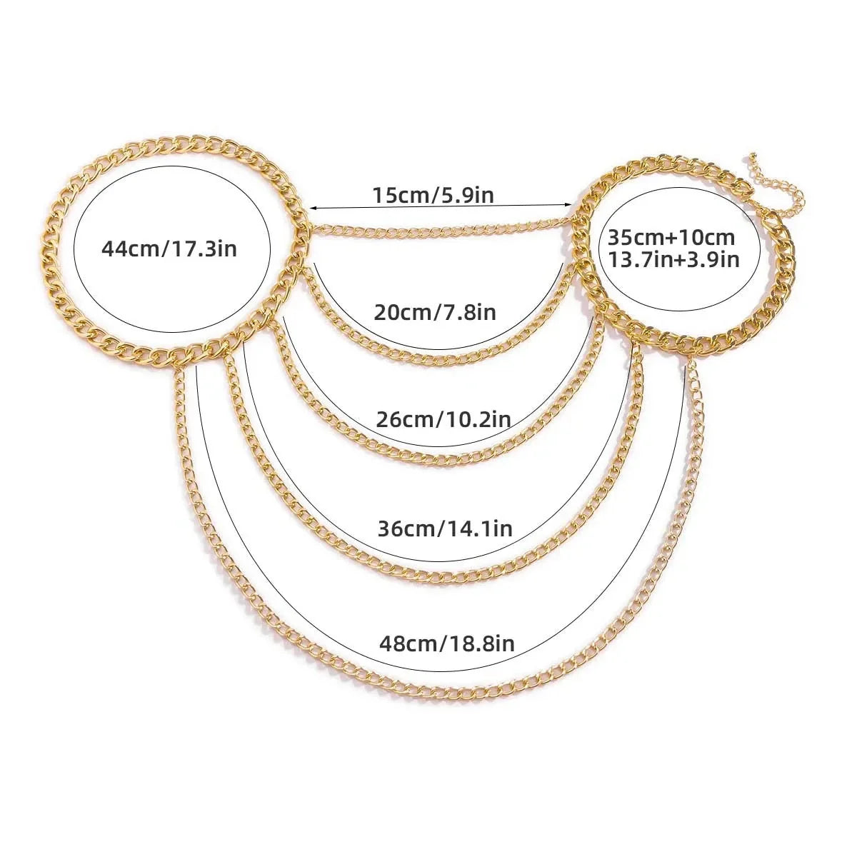 Biżuteria na ramię łańcuszek damski - obojczyk i ramię złoty