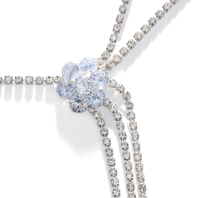 Biżuteria na ramię damska - łańcuszek na obojczyk i ramiona srebrny