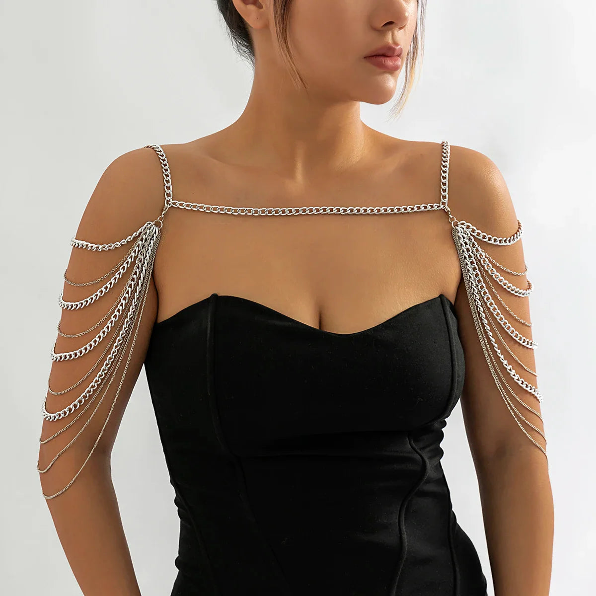 Biżuteria na ramię damska - obojczyk i łańcuch na ramiona srebrny