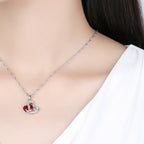 Biżuteria Serce Naszyjnik i Kolczyki czerwone