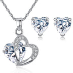 Biżuteria Serce Naszyjnik i Kolczyki przezroczyste