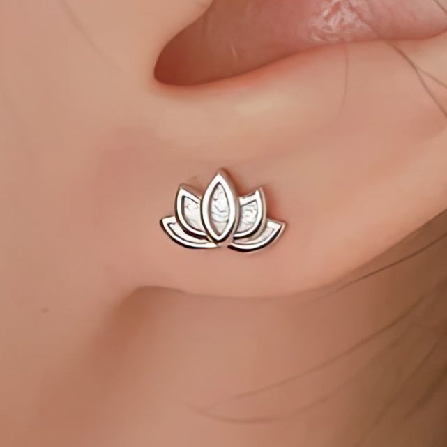 Boucles Clous d'Oreilles Fleur de Lotus Femme
