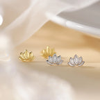 Kolczyki sztyfty Kwiat Lotosu dla kobiet srebrne