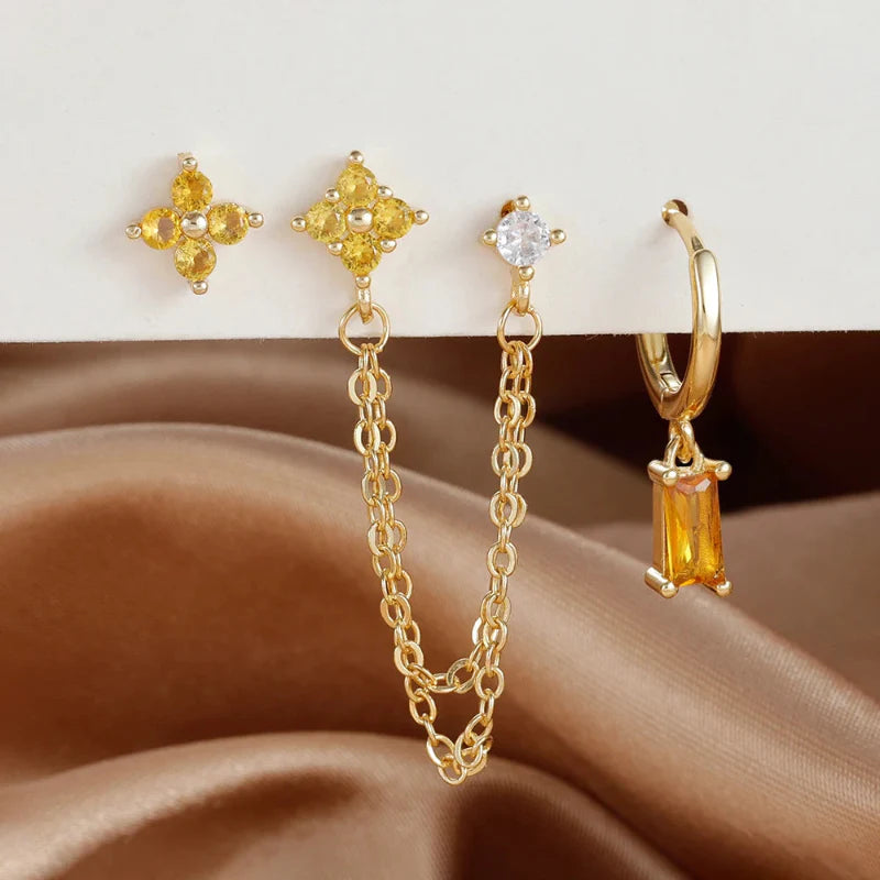 Boucles d'Oreilles avec Zircon Pierre de Naissance