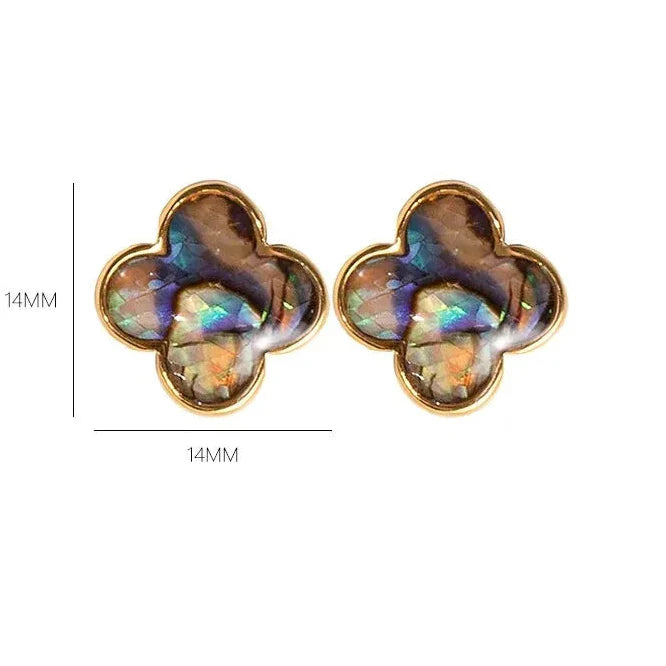 Náušnice pecky s čtyřlístkem z přírodního kamene