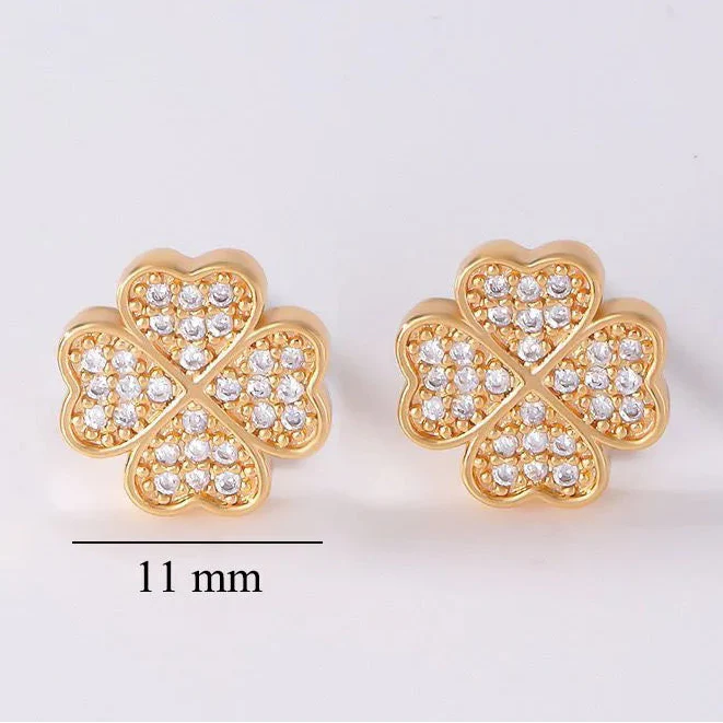 Øredobber med firekløver med zirkonia