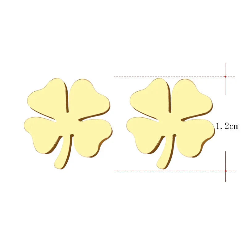 Kolczyki wkręty z koniczyną czterolistną przynoszącą szczęście