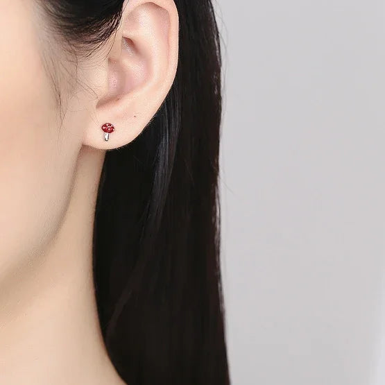 Náušnice hřibky stříbrné