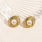 Kolczyki wkrętki w stylu z perłą